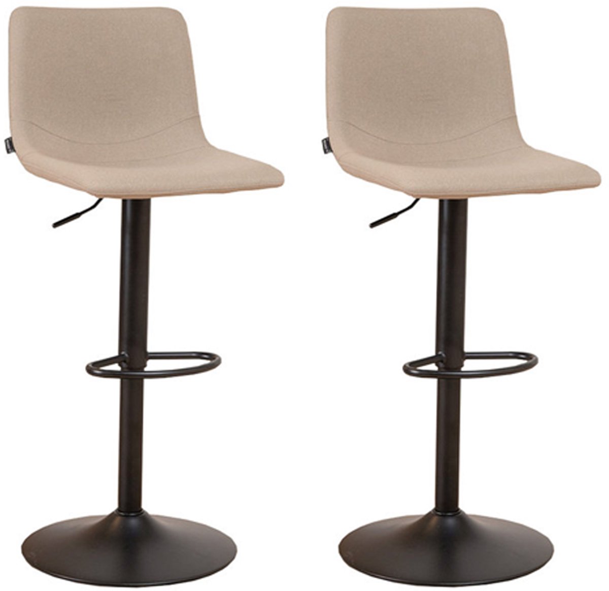 Bronx71 Scandinavische barkruk Eva draaibaar gerecyclede stof taupe 60-76 cm - Barkrukken set van 2 - barstoel