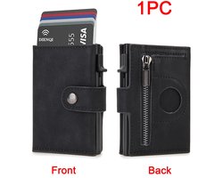 Luxe Carbon Fiber Heren Portemonnee voor Airtag, Ultra-Dunne Mini Kaarthouder, Minimalistische Portefeuille, Air Tag Tracker Beveiliging, Stijlvolle Zwart