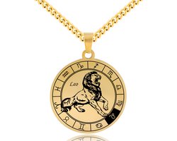 Sterrenbeeld Leeuw (Leo) Ketting Goudkleurig - Roestvrij Staal Zodiac Talisman - Stainless Steel - 60cm - Pax Amare