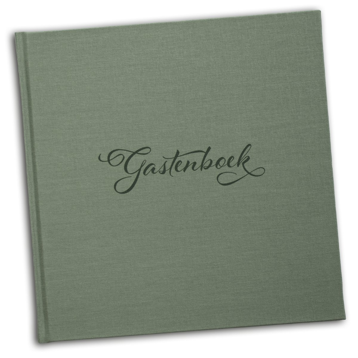 Neutraal gastenboek - Luxe 21 x 21 cm hardcover met olijfgroen omslag - Gastenboek vakantiehuis / Gastenboek bruiloft / Gastenboek bed en breakfast / Gastenboek hotel / Gastenboek neutraal