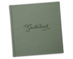 Neutraal gastenboek - Luxe 21 x 21 cm hardcover met olijfgroen omslag - Gastenboek vakantiehuis / Gastenboek bruiloft / Gastenboek bed en breakfast / Gastenboek hotel / Gastenboek neutraal