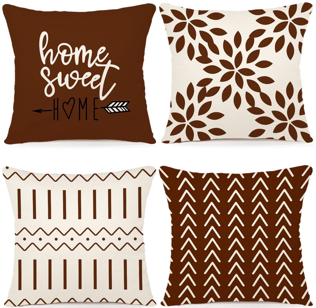 Unyqoos ® Kussenhoezen Set van 4 Luxe Linnen Stof voor Bank, Tuinbed en Slaapkamer 40x40cm (Set van 4) bruin