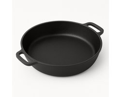 MAYSTERNYA Gietijzeren BBQ Pan Ø28 cm – Grill- & Ovenschaal voor Buitenkeuken, BBQ & Oven – Duurzame Skillet als Cadeau voor Buitenchefs – Mat Zwart