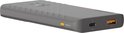 Grijze Xtorm powerbank met golvend patroon, USB-C en USB-A poorten.