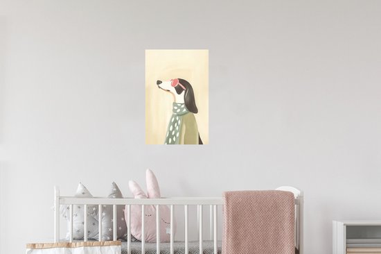 Muurstickers - Sticker Folie - Hond - Zonnebril - Sjaal - 20x30 cm - Plakfolie - Muurstickers Kinderkamer - Zelfklevend Behang - Zelfklevend behangpapier - Stickerfolie
