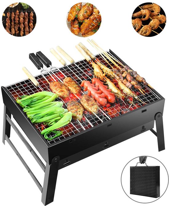 SMH LINE® Opvouwbaar Houtskoolbarbecue - Draagbaar BBQ - Draagbare Camping Grill - 36x27x20cm (LxBxH) - Incl. Roosters van SMH LINE® — afbeelding 5