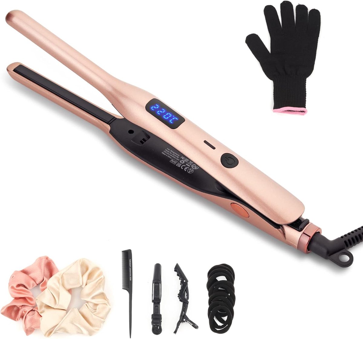 Mini Stijltang 2-in-1 voor Glad en Krullend Haar - Professionele Haarstyler met LCD Display en Keramische Coating