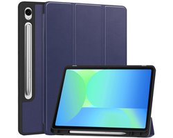 Hoesje - Geschikt voor Samsung Galaxy Tab S10 FE - Dun & Stevig - Hard Cover Case - Trifold Bookcase Hoes - Met Uitsparing Geschikt voor S Pen - Hardcover Book - Tablethoes - Donkerblauw
