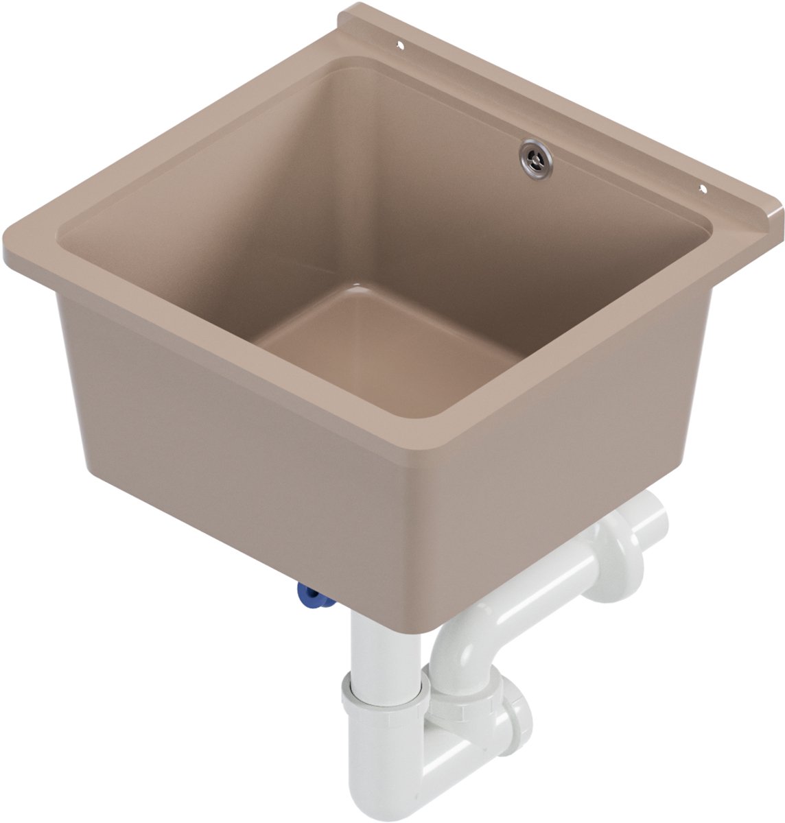 QLS Gootsteen Beige 40x38x22 cm van Kunststof - Inclusief Sifonset - voor Kelder, Tuin en Garage 10842