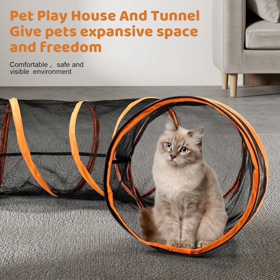 Outdoor kattentent, 6-in-1, draagbare pop-up behuizing met tunnel voor