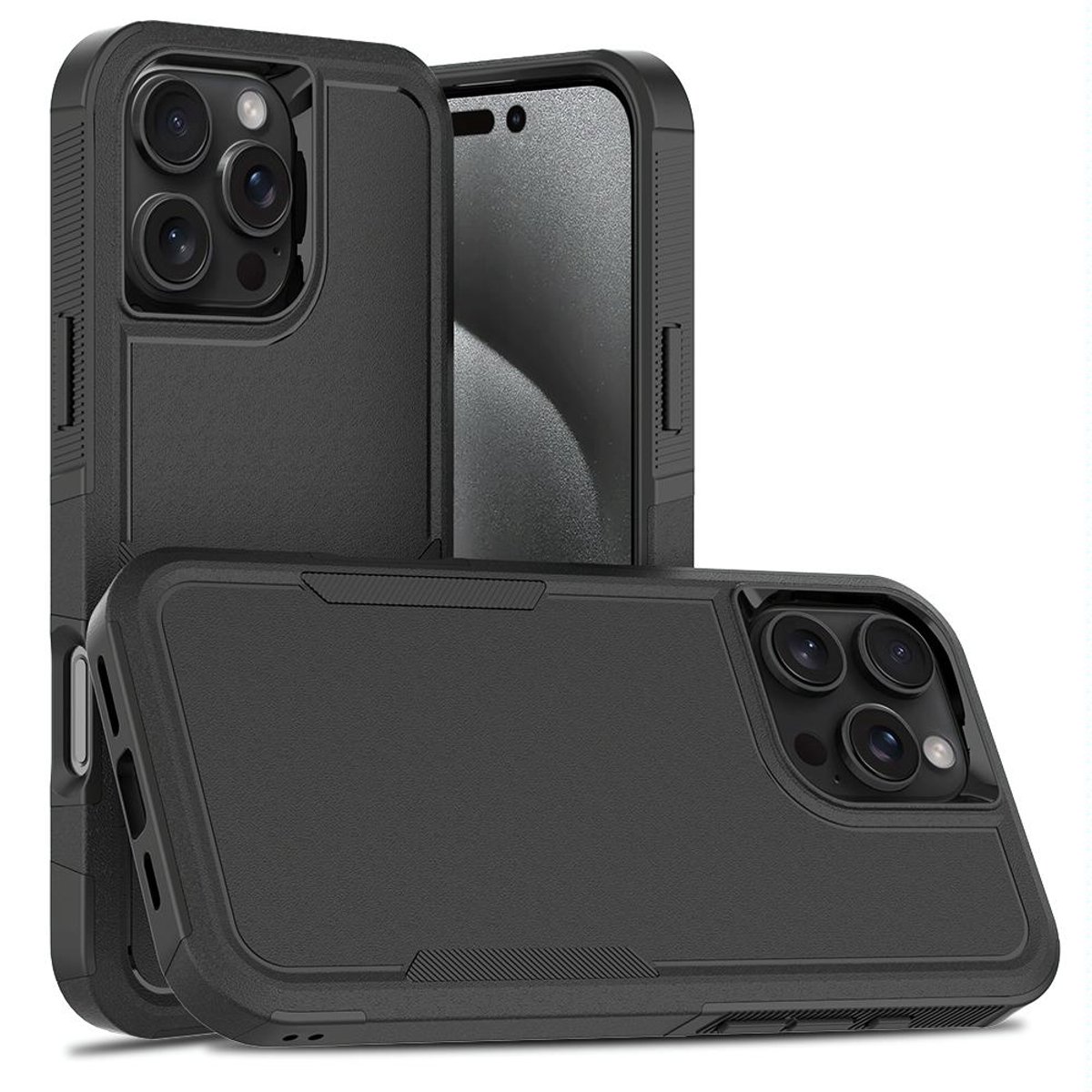 Mobigear Hoesje geschikt voor Apple iPhone 16 Pro Max Telefoonhoesje Hardcase | Mobigear Heavy Armor Backcover Shockproof | Schokbestendig iPhone 16 Pro Max Telefoonhoesje | Anti Shock Proof - Zwart