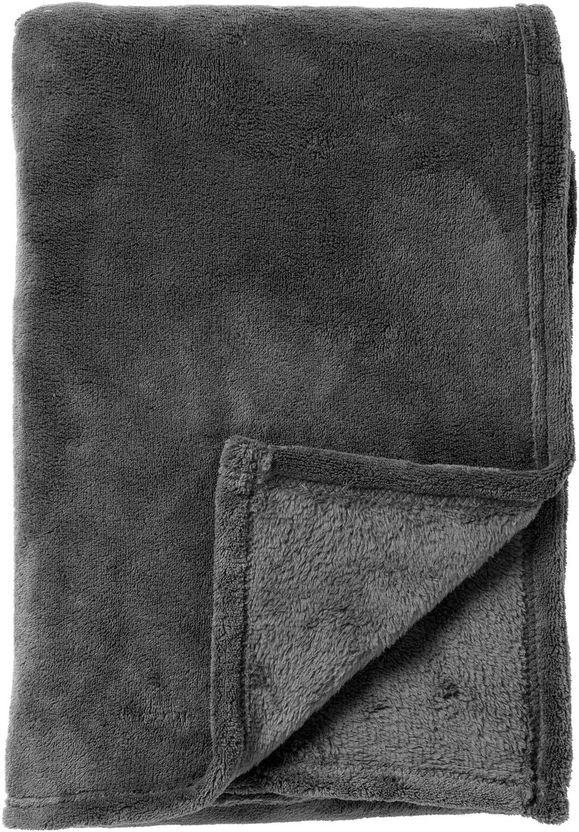 Dutch Decor - HARVEY - Plaid 150x200 cm - superzachte deken van fleece - Charcoal Gray - antraciet
