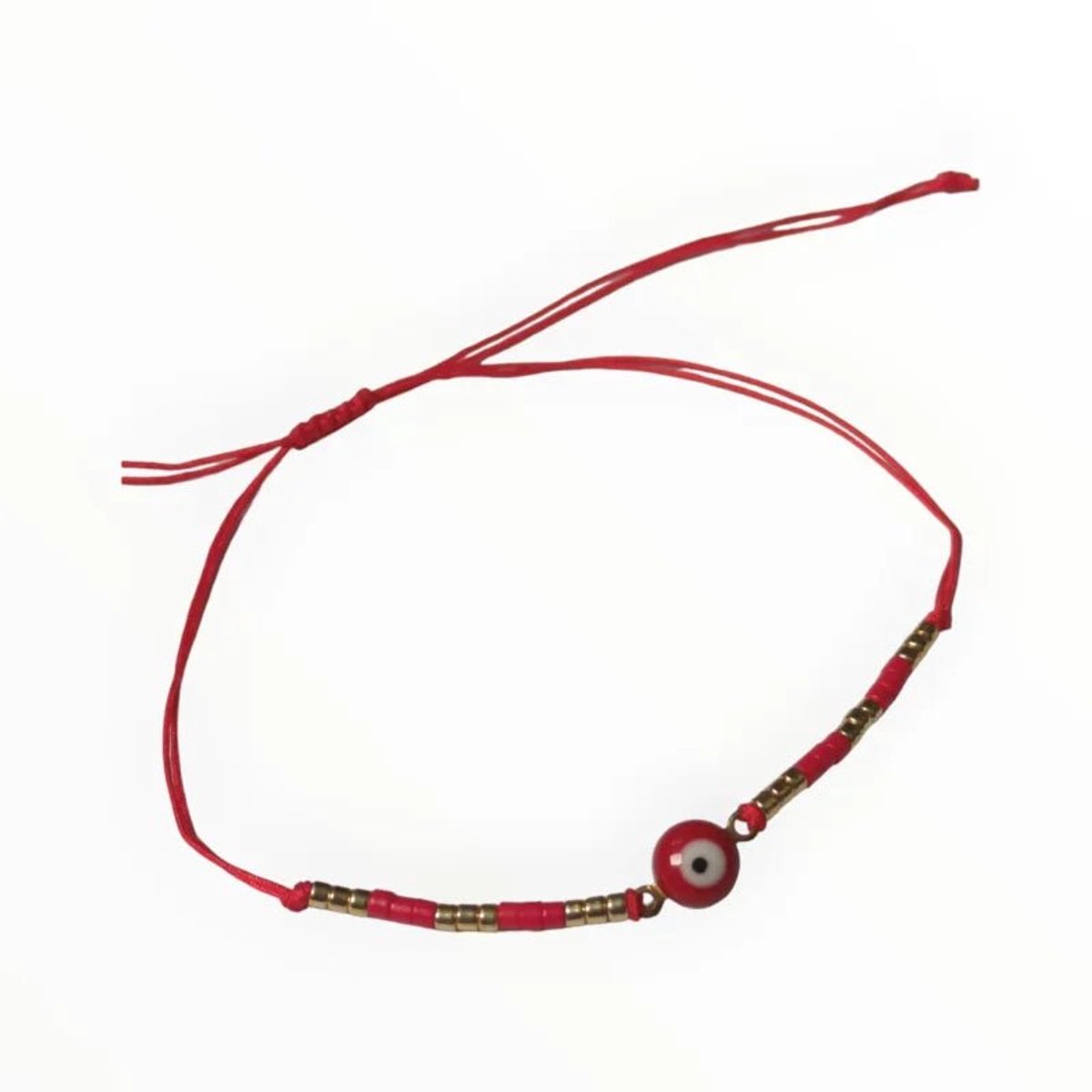 Aramat Jewels | Armbanden | Verstelbare Armband Met Boze Oog Steen | Rood | |2mm | Metaal | Kinderen, Volwassenen | Verkleurd niet