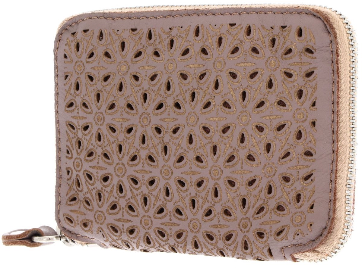 CATERINA LUCCHI Leren Portemonnee Modena Diva Zip Around Wallet Mauve Toni Beige