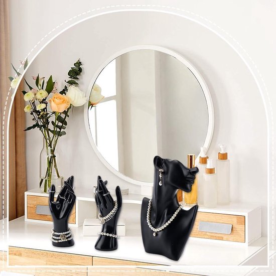 SOUJOY Sieraden Display Stand, Mannequin Earring Stand, Zwarte Hars Hanger, Boutique Buste Houder Organizer voor Show Sieraden, Ketting, Oorbellen, Ringen SOUJOY Sieraden Display Stand, Mannequin Earring Stand, Zwarte Hars Hanger, Boutique Buste Houder Organizer voor Show Sieraden, Ketting, Oorbellen, Ringen