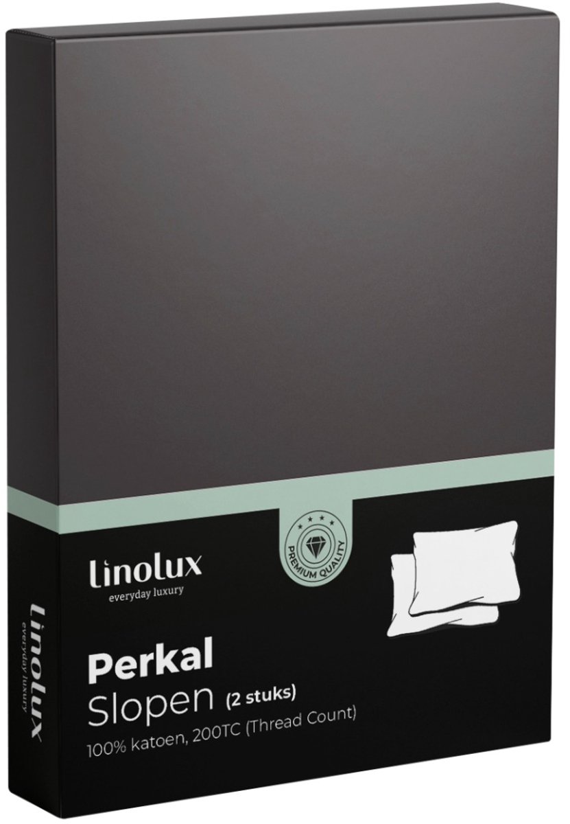 Linolux Kussensloop Katoen Perkal Anthracite 2x 60x70