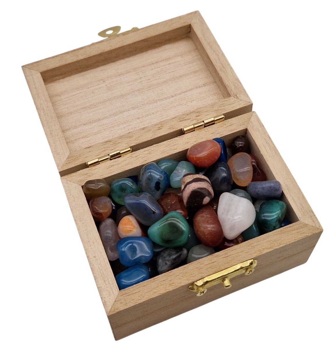 Schatkistje met 100 Edelstenen Trommelstenen en Mineralen - Cadeautjes mix 190 gram