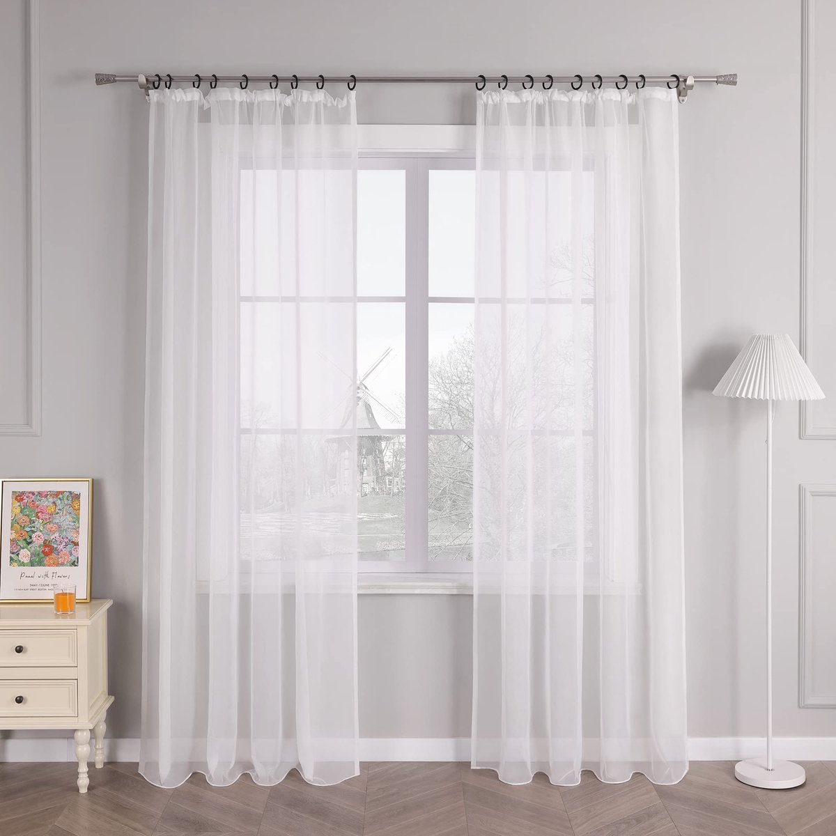 Ibenzoa® Transparante Voile Gordijnen met Plooiband voor Tijdloze Raamdecoratie