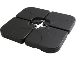 Brixy Parasoltegels - Parasolvoet - Vulbaar Tot 80kg - 50x50cm - 4 Stuks - Parasoltegels Voor Kruisvoet - Zwart