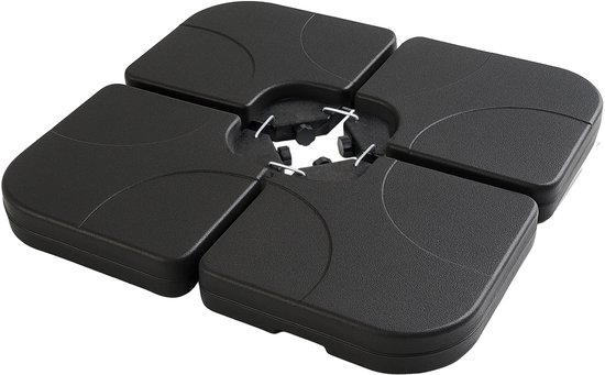 Brixy Parasoltegels - Parasolvoet - Vulbaar Tot 80kg - 50x50cm - 4 Stuks - Parasoltegels Voor Kruisvoet - Zwart