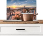 Spatscherm keuken 70x50 cm - Kookplaat achterwand Strand - Natuur - Zonsondergang - Muurbeschermer - Spatwand fornuis - Hoogwaardig aluminium