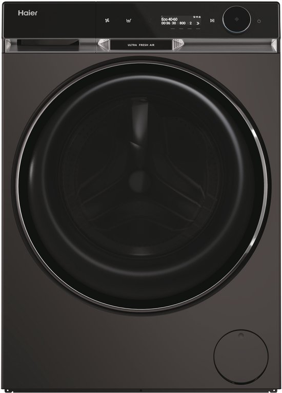 Haier HW100-BD14397PGUS – De stilste wasmachine op de markt – 10 kg – Energieklasse A – Stoomfunctie – Automatische dosering – Direct Motion-motor – Antibacteriële behandeling (ABT) – 16 programma’s – Antraciet – 10 jaar garantie op onderdelen