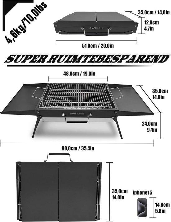 Uten Draagbare BBQ Grill, Premium Houtskool Grill Tafel Grill Roestvrij Staal Barbecue Houtskool Grill voor Outdoor Camping Blauw