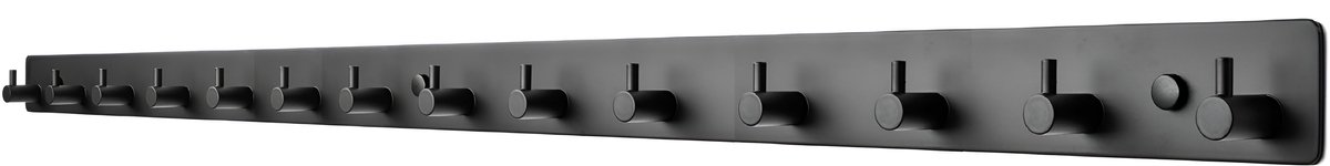 TOJ 14 Haaks Wandkapstok – 95cm - Muur / Wand Kapstok - Handdoekrek - Industrieel - RVS - Mat Zwart