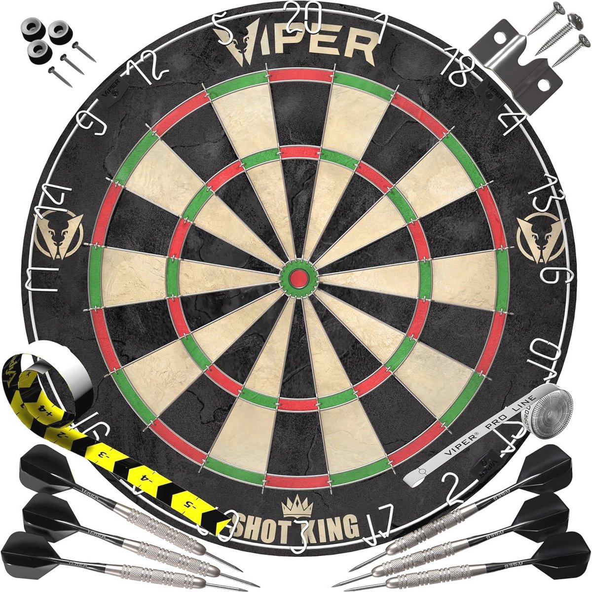 Regulation Dartbord Set met Gecomprimeerd Sisal en Roterende Nummerring - Inclusief 6 Darts