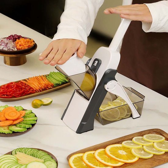 Coupe-légumes multifonction CHIWIN - Coupe-légumes manuel - Coupe-légumes manuel avec 3 modes de coupe - Design sûre sans BPA - Poignée ergonomique triangulaire