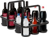 Novaliv 2X Porte-bouteilles pour 12 Bouteilles - Support stable - Panier à boissons en plastique, empilable, 32x23x28cm Anthracite - Idéal pour la Cuisine et la cave Panier à boissons Porte-bière Porte-boissons Boîte à bouteilles