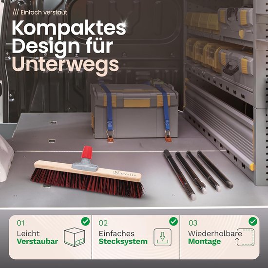 Novaliv straatbezem met steel voor buiten 50 cm Arenga-Elaston borstelharen Ideaal als bezem voor buiten Tuinbezem met steel harde borstelharen Terrasbezem Tuinbezem Stalbezem Veegbezem Industriële bezem Buitenbezem van Novaliv — afbeelding 3