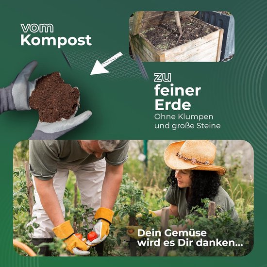 Novatool 2x grondzeef voor kruiwagen 100x50 cm, van gepoedercoat staal, doorvoerzeef voor grond, zand, compost, tuinzeef, metalen zeef, rooster, grondzeef, compostzeef, tuingrond — afbeelding 3