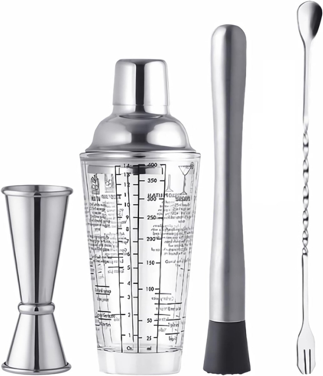 Martini-cocktailshakerset - mixer voor cocktails - 4 stuks