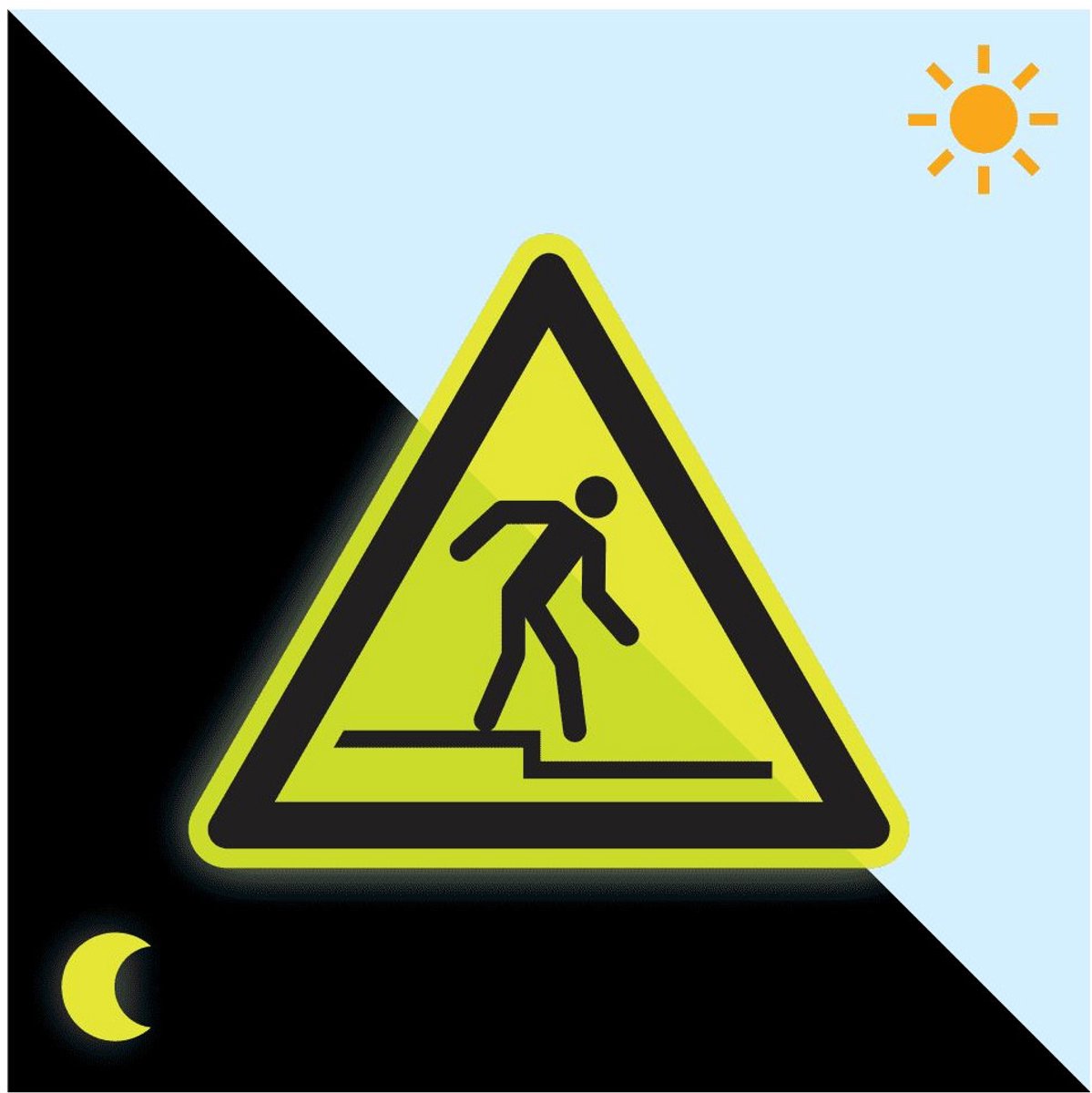Extra lichtgevende pas op afstap sticker - W070 100 mm