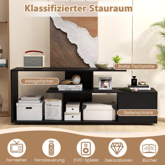 COSTWAY tv kast, televisietafel voor tv's tot 55 inch, asymmetrische