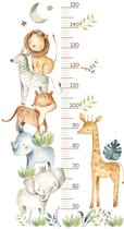 Dutchers® Kindermeetlat Muursticker – Zelfklevende Sticker – Groeimeter – Hoogtemeter – Meetlat – Jungle Dieren Thema – Slaapkamer – Kinderkamer – Dieren – Muursticker Kind – Baby Groeimeter – Meetlat Sticker – Wanddecoratie