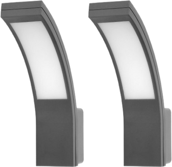 Set de 2 - Lampe d'extérieur PIRYT - Éclairage de jardin 4000K - Éclairage extérieur d'extérieur IP54 - Applique 800lm - Grijs