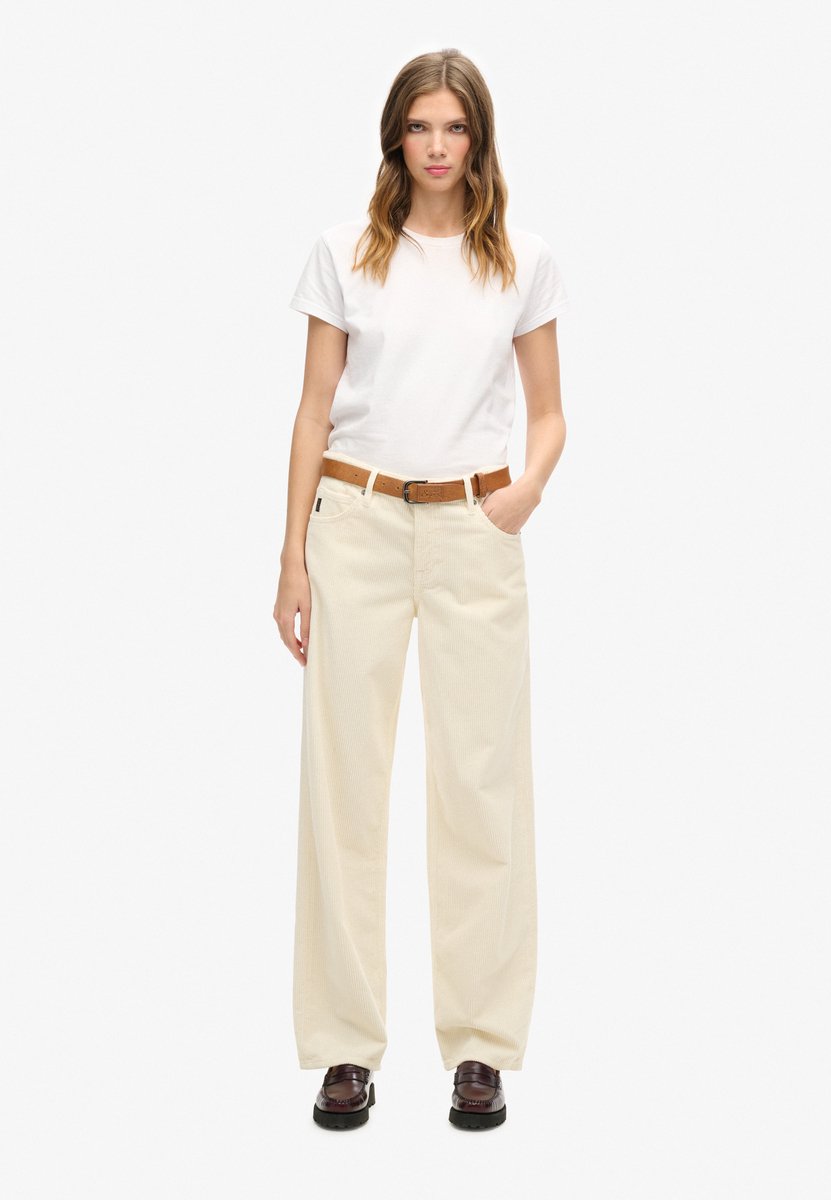 Superdry Vintage corduroy broek met wijde pijpen Dames Broeken Wit