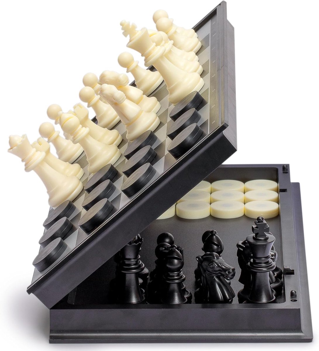 Draagbare Magnetische 2-in-1 Schaak- & Damset - Opvouwbaar Bord van 31,8 cm voor Reis