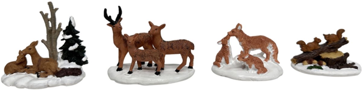 Santaville - Forest Animals Polyresin 8cm 4 stuks
