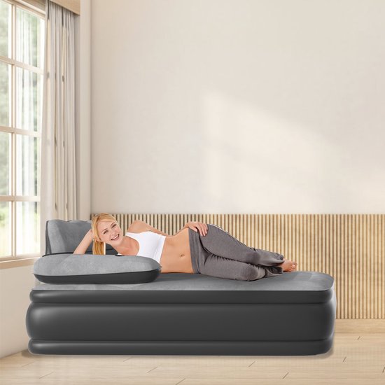 NAIZY Luchtbedden 100x190x82cm Eenpersoonsbed Luchtmatras Zelfopblazend met rugleuning & Elektrische luchtpomp Snel opblazen/ leeg laten lopen Opvouwbaar luchtbed Laadvermogen tot 250KG van NAIZY — afbeelding 5