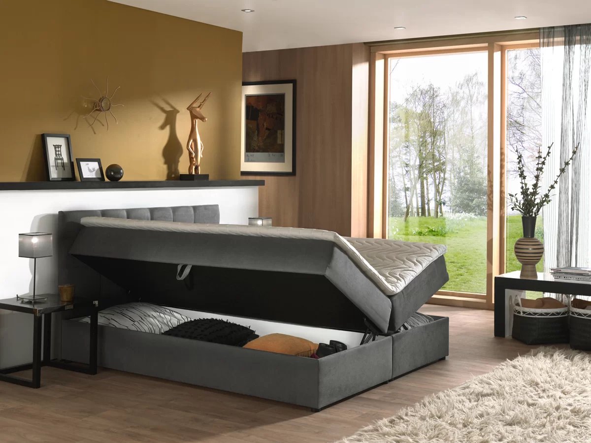 Opbergboxspring Tokio - 160x200 cm - Inclusief bonellvering matrassen - Met Koudschuim topper 4CM - Tweepersoons bed met opbergruimte