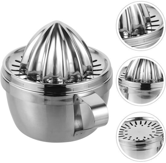 Fruitpers handmatig - Handmatige Citroenpers - Sinaasappelpers - Citroenpers - citroenknijper - 304 RVS - Lemon squeezer - Citrusknijper - Fruitpers - Limoenpers - met twee accessoires - Zilver van Merkloos — afbeelding 4