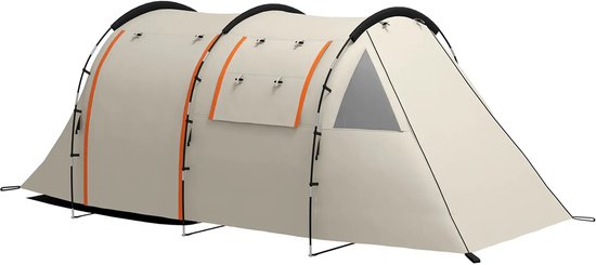 Chihee Kampeertenten, tunneltent, 4 personen, familietent met 2 deuren, extra weerbestendige tent, 4 seizoenen, met dubbele waterdichte grondzeil, afgeschermde kamer, veranda, draagtas voor reizen
