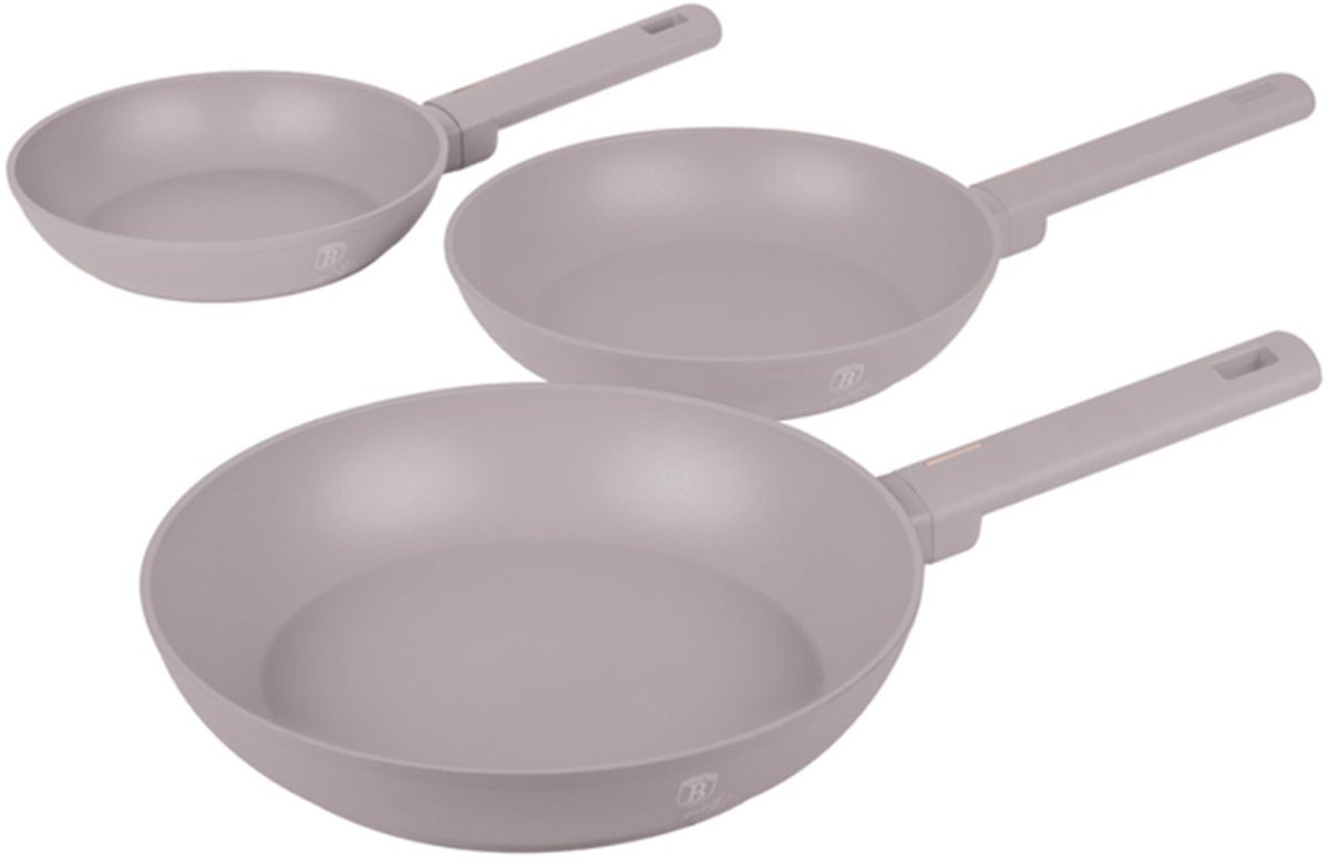 SET OF 3 TITANIUM PANS BERLINGER HAUS BH-8108 TAUPE