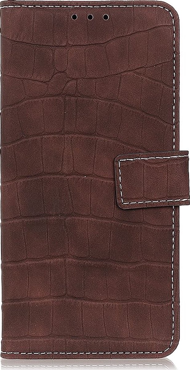 Mobigear Telefoonhoesje geschikt voor Xiaomi 12 Pro Hoesje | Mobigear Croco Bookcase Portemonnee | Pasjeshouder voor 3 Pasjes | Telefoonhoesje voor Pinpas / OV Kaart / Rijbewijs - Bruin