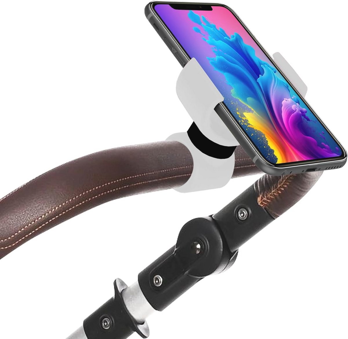 Mobiele Telefoonhouder voor Kinderwagens - Geschikt voor Smartphones tot 7,5 Inch - Veilig, Compact en Duurzaam Design