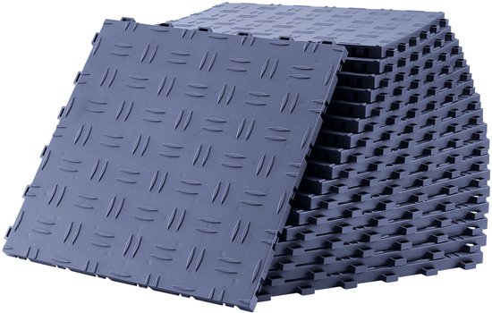 Garagevloertegels, 30x30x1,3 Cm, Verpakking Van 50 - Stevige Pvc-Vloermat - voor Garage- en Commercieel Gebruik - Zwart