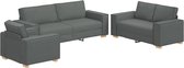 vidaXL - Bank - 3 - pcs - Donkergrijs - 220 - x - 80 - x - 84 - cm - Linnenmix - Stoffen